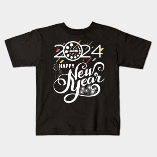 New Years Eve Party Supplies 2024 Happy New Year Fireworks Kids T-Shirt